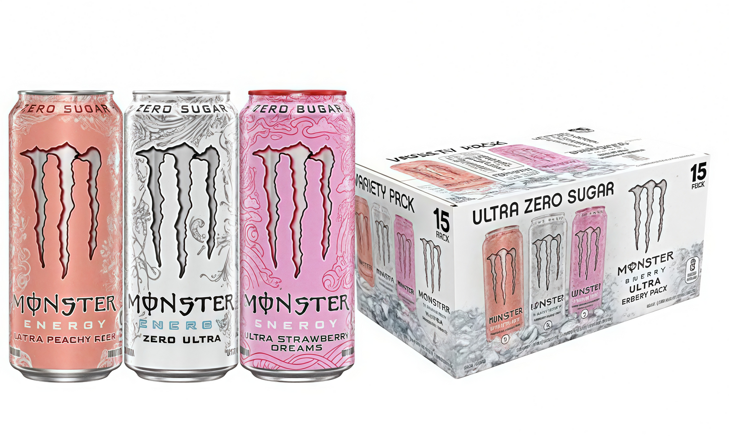 Zero Sugar Energy Drink with Caffeine, 15 Cans