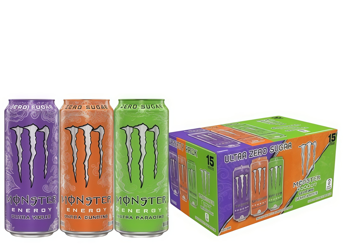 Zero Sugar Energy Drink with Caffeine, 15 Cans